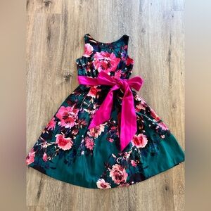 Eliza j green floral dress jacquard dress size 6P/US